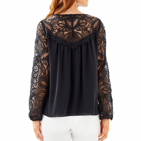 Lilly Pulitzer Keegan Long-Sleeve Lace-Yoke Top - Picture 2 of 5